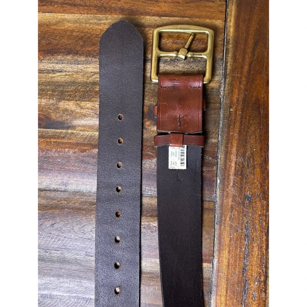 J Crew Genuine Italian Leather Belt Brass Buckle Made in USA Womens L‎ - Picture 9 of 12